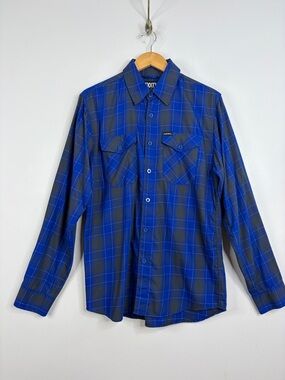 Dixxon Suicidal Tendencies Shirt Mens Medium Blue Gray Plaid Bamboo Long Sleeve
